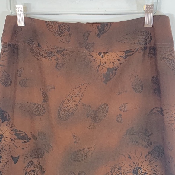 Requirements Petite Autumn Fall High Waisted Women’s Size 8P Paisley Brown Skirt - Picture 4 of 12